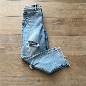 Express Light Blue Straight Ankle High-Rise Jeans